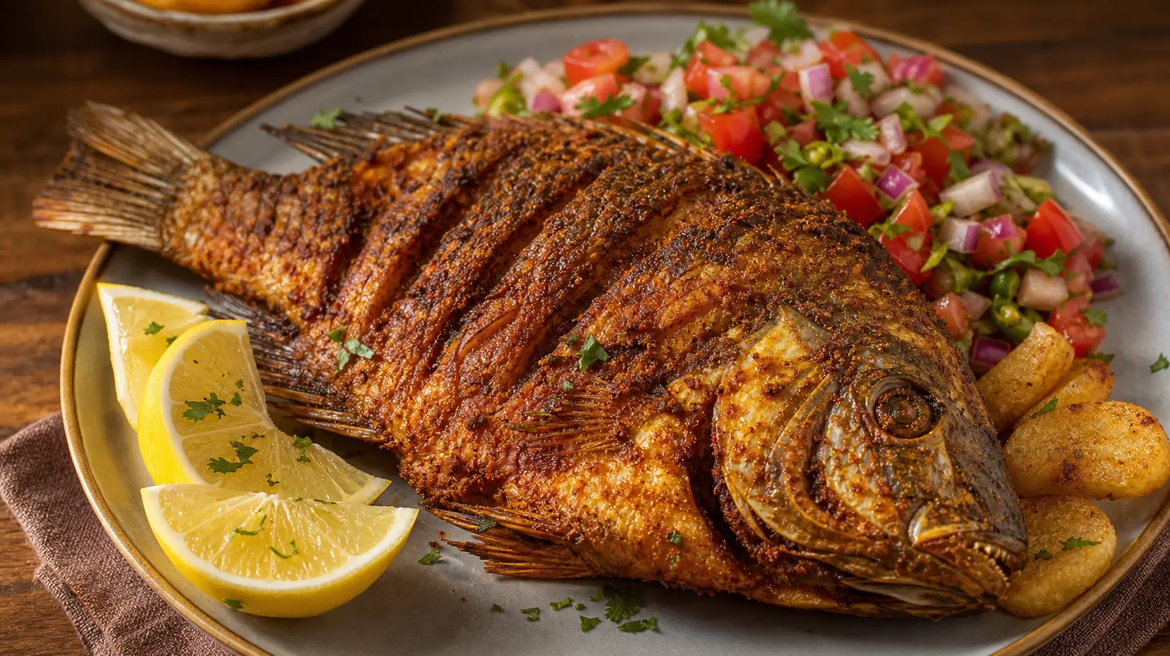 Fish Masala Fry serving idea