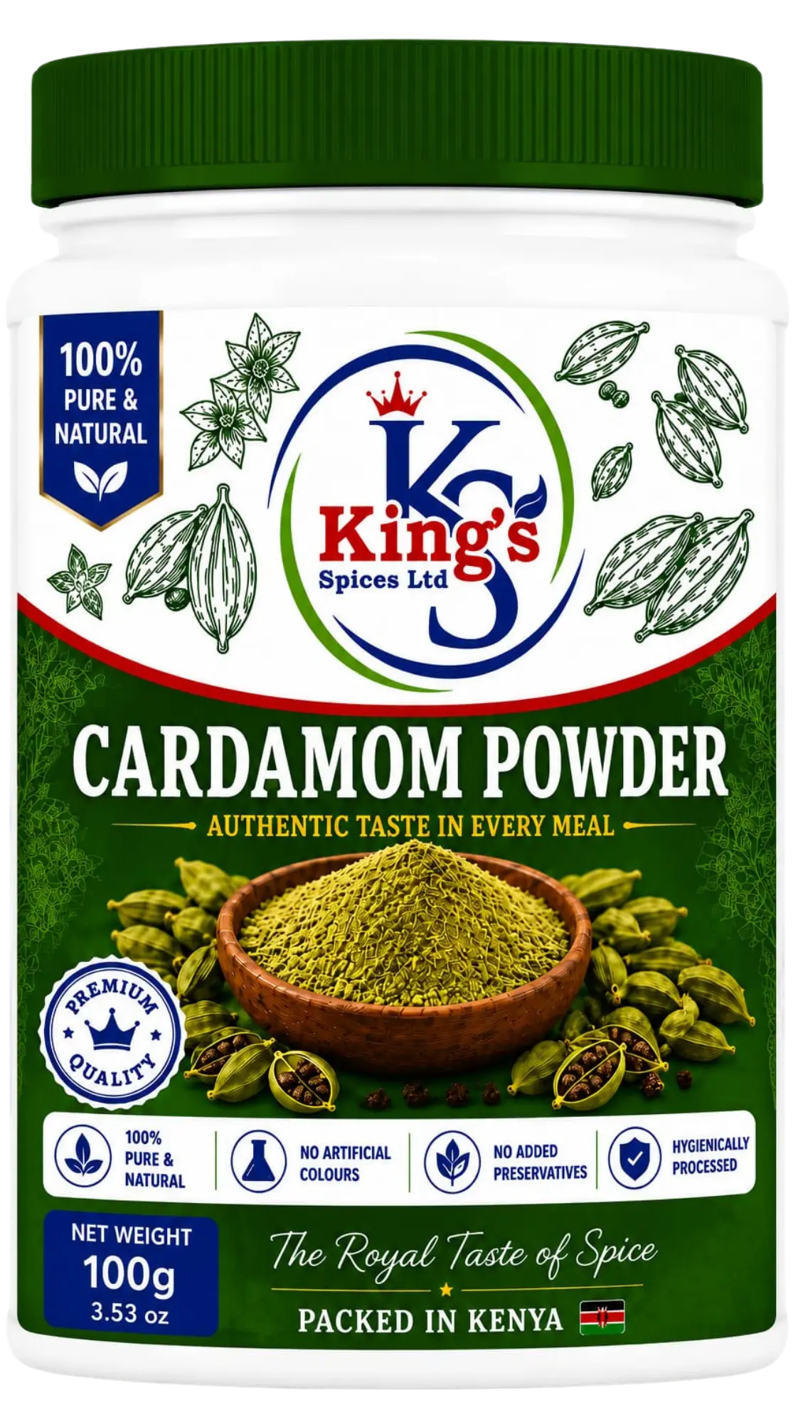 King's Spices Cardamom Powder product pack